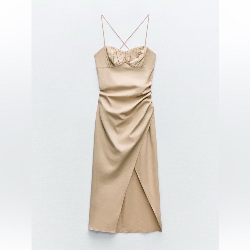 Zara Linen Blend Midi Dress